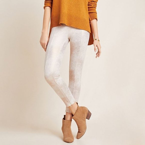 Anthropologie Sueded Metallic Gold Leggings